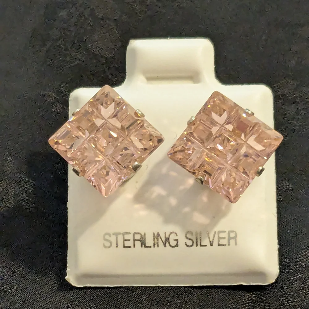 🆕 Pink Simulated Topaz CZ Earrings 925 Sterling Silver Earrings - Picture 2 of 9